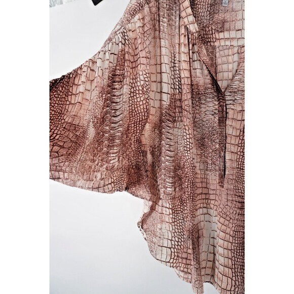 Jennifer Lopez JLO Sz 1X Abstract Alligator /Animal Print Boho Blouse Flowy Top - Picture 5 of 9